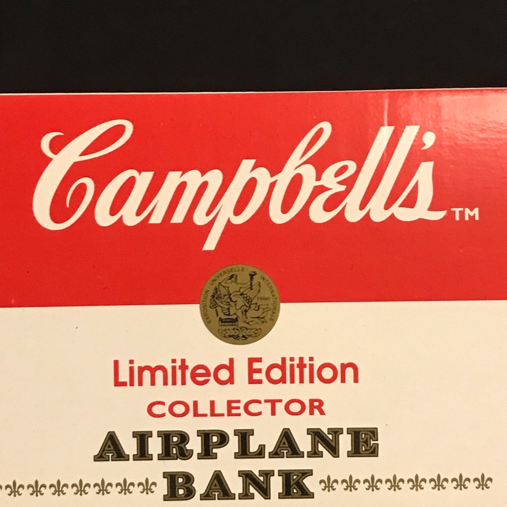 1992 LIMITED EDITION Campbells Soup Die-cast Vintage Airplane Bank